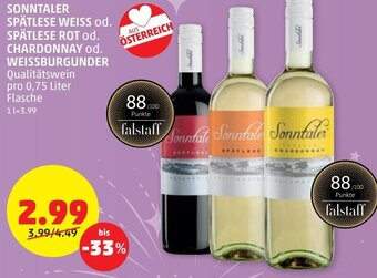 PENNY Sonntaler Spätlese Weiss od. Spätlese Rot od. Chardonnay od. Weissburgunder 0,75 Liter Angebot