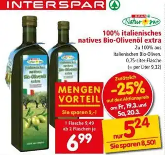 Interspar Natur*Pur 100% Italienisches Natives Bio-Olivenöl Extra Angebot