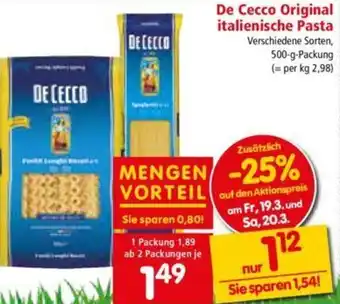 Interspar De Cecco Original Italienische Pasta 500g Angebot