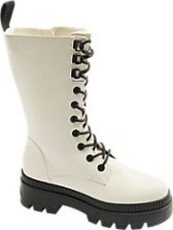 Gefütterte schnürstiefel in weiß
