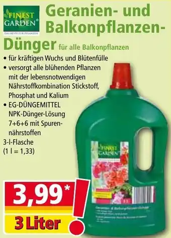 Norma Finest Garden Geranien-Und Balkonpflanzen-Dünger Angebot