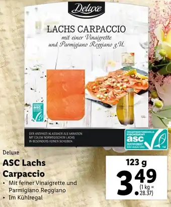 Lidl Deluxe ASC Lachs Carpaccio 123g Angebot