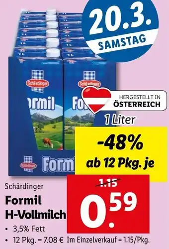 Lidl Formil H-Vollmilch 1liter Angebot