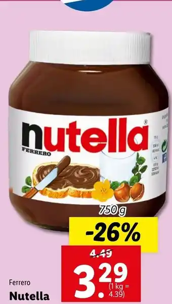 Lidl Ferrero Nutella 750g Angebot