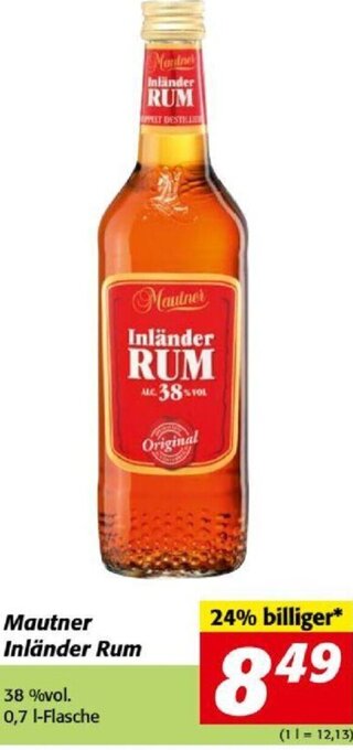 Nah&Frisch Mautner Inländer Rum 0,7 l Angebot