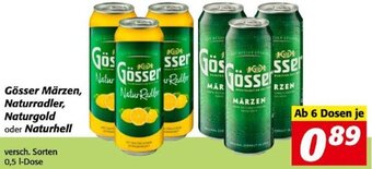 Nah&Frisch Gösser Märzen NaturRadler NaturGold oder Naturhell 0,5 L Angebot