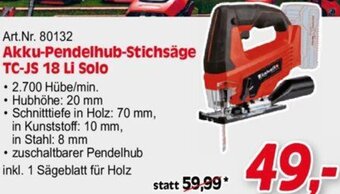 Zgonc Einhell Akku-Pendelhub-Stichsäge TC-JS 18 Li Solo Angebot