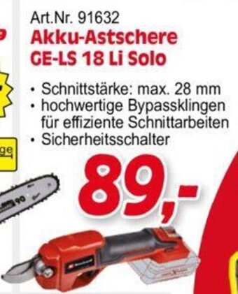 Zgonc Einhell Akku-Astschere GE-LS 18 Li Solo Angebot