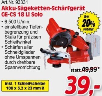 Zgonc Einhell Akku-Sägeketten-Schärfgerät GE-CS 18 Li Solo Angebot