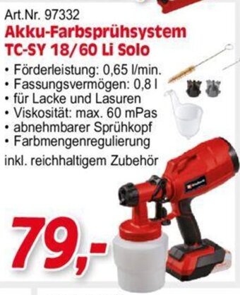 Zgonc Einhell Akku-Farbsprühsystem TC-SY 18/60 Li Solo Angebot