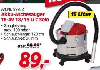 Zgonc Einhell Akku-Aschesauger TE-AV 18/15 Li C Solo Angebot