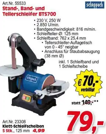 Zgonc Scheppach Stand-, Band-und Tellerschleifer BTS700 Angebot