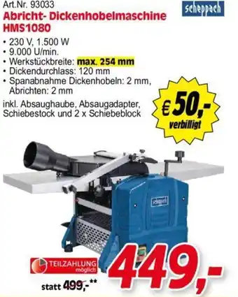 Zgonc Scheppach Abricht-Dickenhobelmaschine HMS1080 Angebot