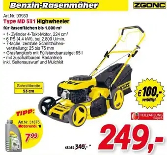 Zgonc ZGONC Benzin-Rasenmäher Type MD 531 Highwheeler Angebot
