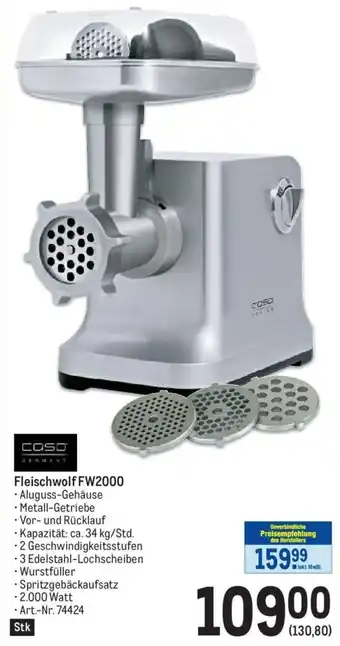 Metro caso Fleischwolf FW2000 Angebot