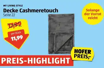 Hofer My Living Style Decke Cashmeretouch Angebot