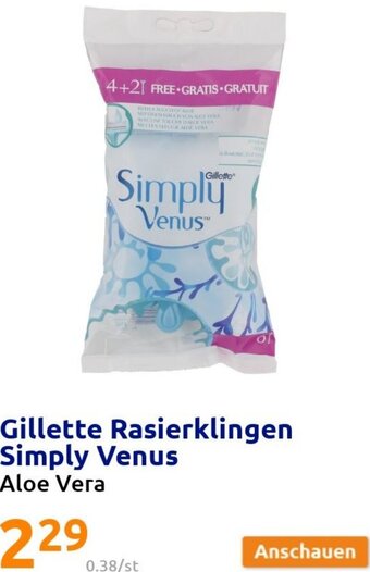 Action Gillette Rasierklingen Simply Venus Aloe Vera Angebot