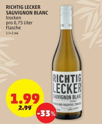 PENNY Richtig Lecker Sauvignon Blanc 0,75 Liter Angebot