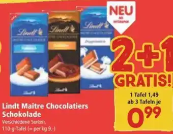 Interspar Lindt Maître Chocolatiers Schokolade 110 g Angebot