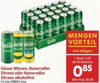 Interspar Gösser Märzen, Naturradler Zitrone oder Naturradler Zitrone Alkoholfrei 0,5 Liter Angebot