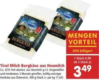 Interspar Tirol Milch Bergkäse aus Heumilch 300 g Angebot