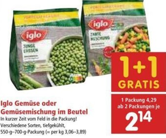 Interspar Iglo Gemüse oder Gemüsemischung im Beutel 550g-700g Angebot