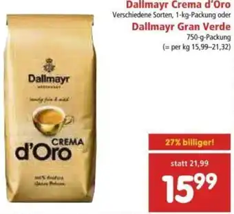Interspar Dallmayr Crema d'Oro oder Dallmayr Gran Verde 750 g Angebot