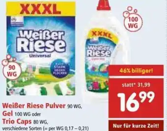 Interspar Weißer Riese Pulver 90 WG, Gel 100 WG oder Trio Caps 80 WG Angebot