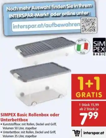 Interspar Simpex Basic Rollenbox oder Unterbettbox Angebot