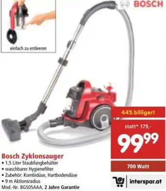 Interspar Bosch Zyklonsauger 1,5 Liter Angebot