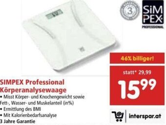 Interspar Simpex Professional Körperanalysewaage Angebot