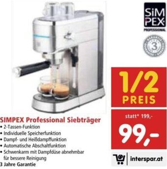 Interspar Simpex Professional Siebträger Angebot