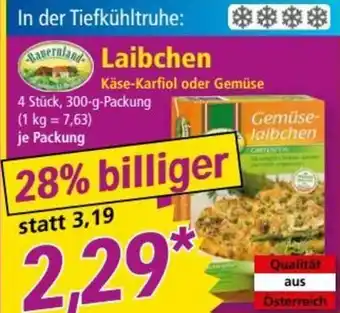 Norma Bauernland Laibchen Käse-Karfiol oder Gemüse 300g Angebot