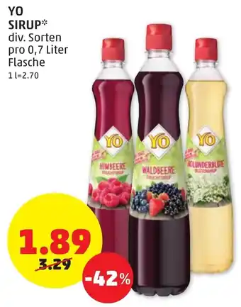 PENNY Yo Sirup 0.7Liter Angebot