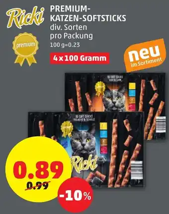 PENNY Ricki Premium Katzen-Softsticks 100 Gramm Angebot