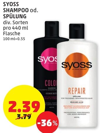 PENNY Syoss Shampoo Od. Spülung 440ml Angebot