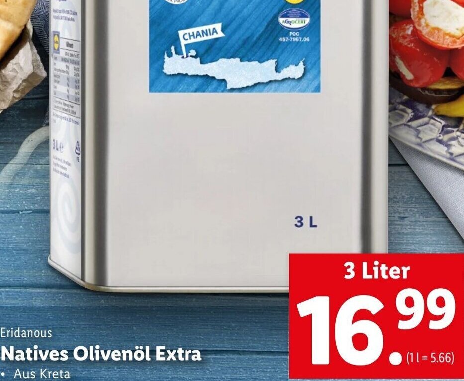 Eridanous Natives Olivenöl Extra 3Liter Angebot bei Lidl