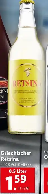 Lidl Griechischer Retsina 0.5Liter Angebot