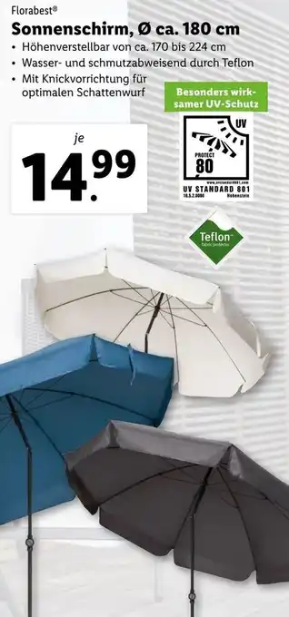 Lidl Florabest Sonnenschirm 180cm Angebot
