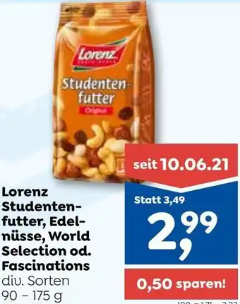 ADEG Lorenz Studentenfutter, Edelnüsse, World Selection od. Fascinations 90-175 g Angebot