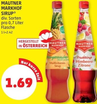 PENNY Mautner Markhof Sirup 0,7 Liter Angebot