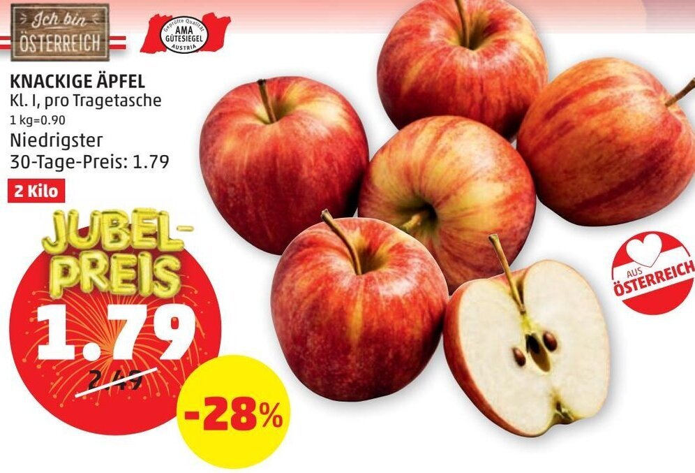 Knackige Äpfel 2 kilo Angebot bei PENNY