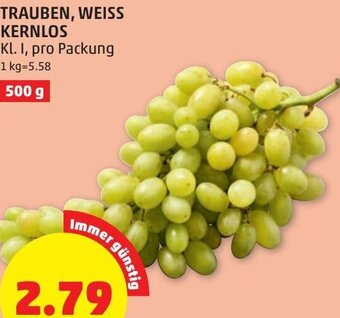 PENNY Trauben, Weiss Kernlos 500 g Angebot