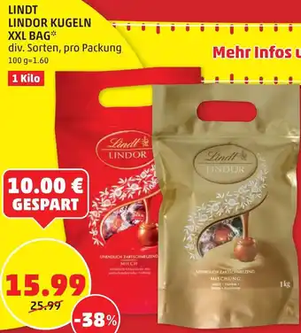 PENNY Lindt Lindor Kugeln XXL Bag 1 Kilo Angebot