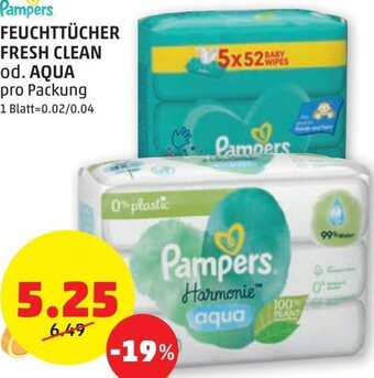 PENNY Pampers Feuchttücher Fresh Clean od. Aqua Angebot