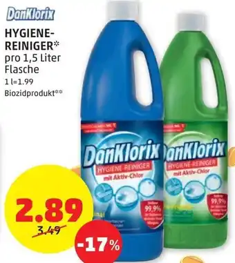 PENNY DanKlorix Hygienereiniger 1,5 Liter Angebot