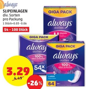PENNY always Slipeinlagen Angebot