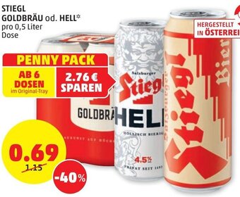 PENNY Stiegl Goldbräu od. Hell 0,5 Liter Angebot