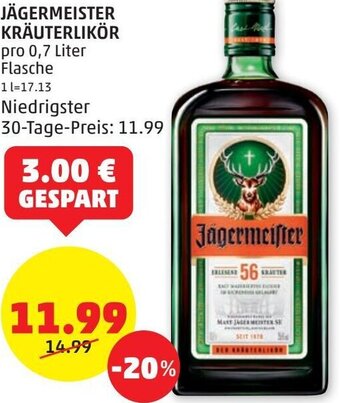 PENNY Jägermeister Kräuterlikör 0,7 Liter Angebot