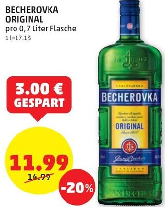 PENNY Becherovka Original 0,7 Liter Angebot
